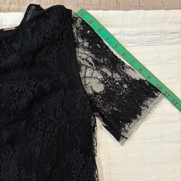 Adam Lippes Black Fringe Lace Short Sleeve Crew Neck Top, size 8 deco designer - Picture 8 of 9